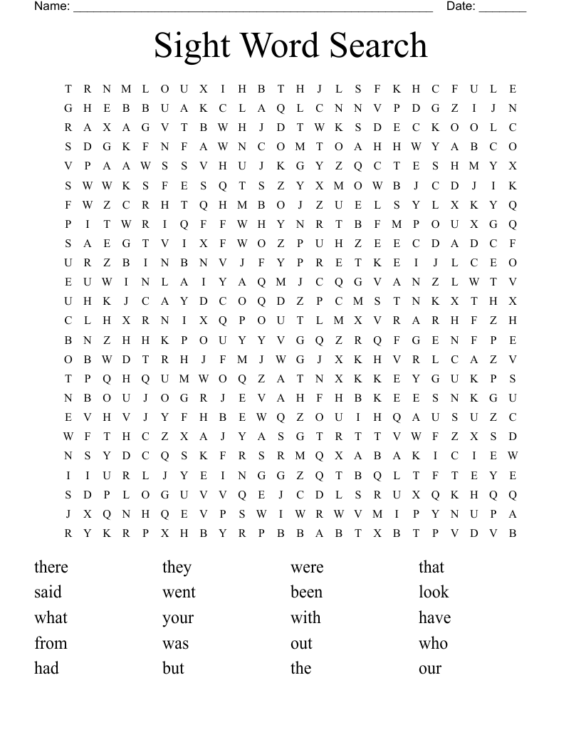 Sight Word Search
