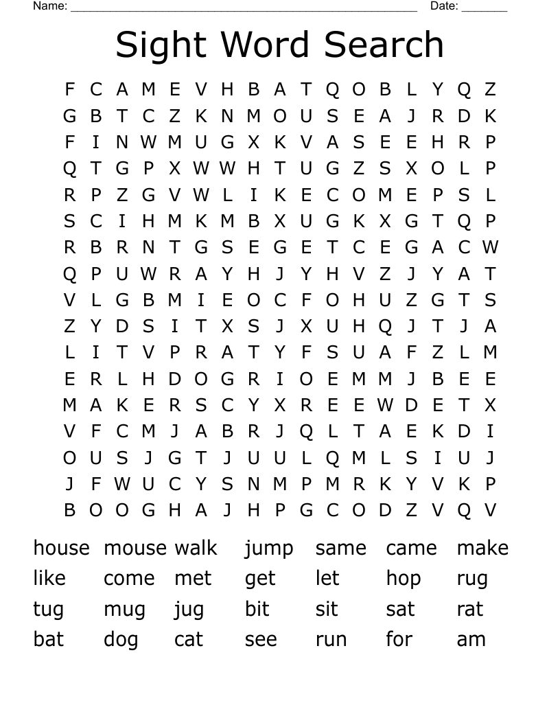 Sight Word Search