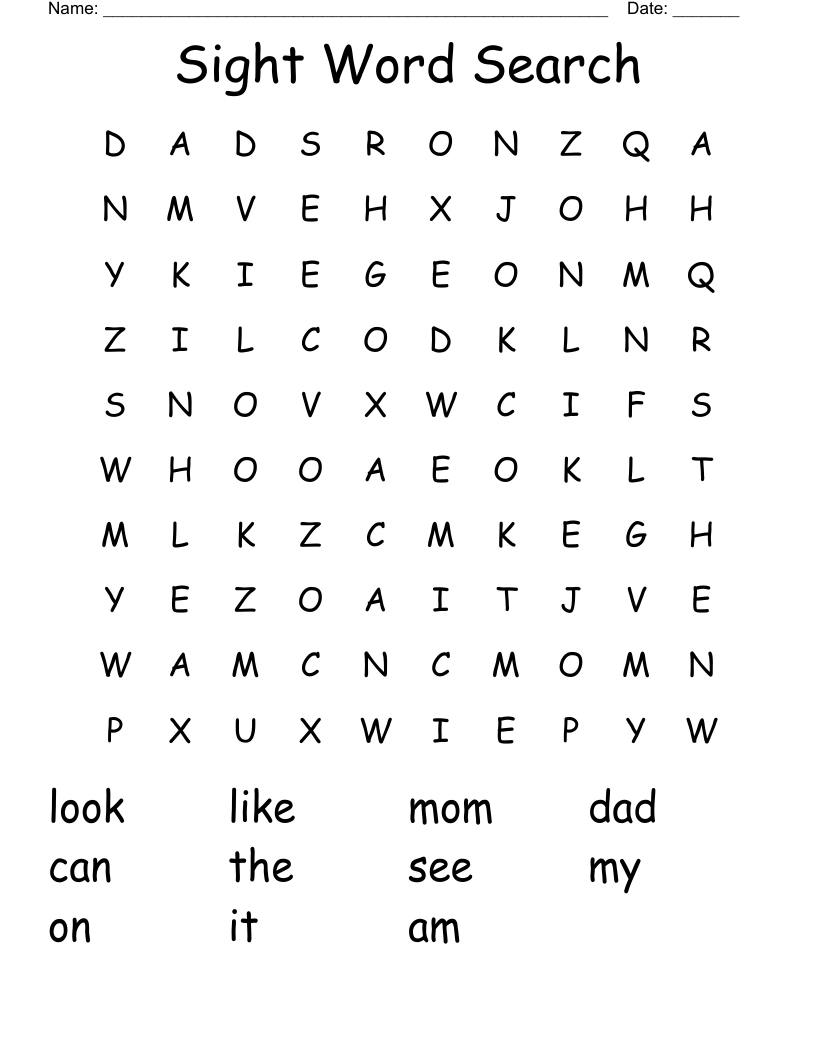 Sight Word Search