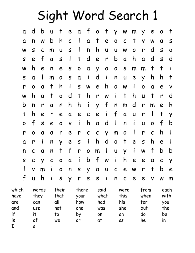 Sight Word Search 1