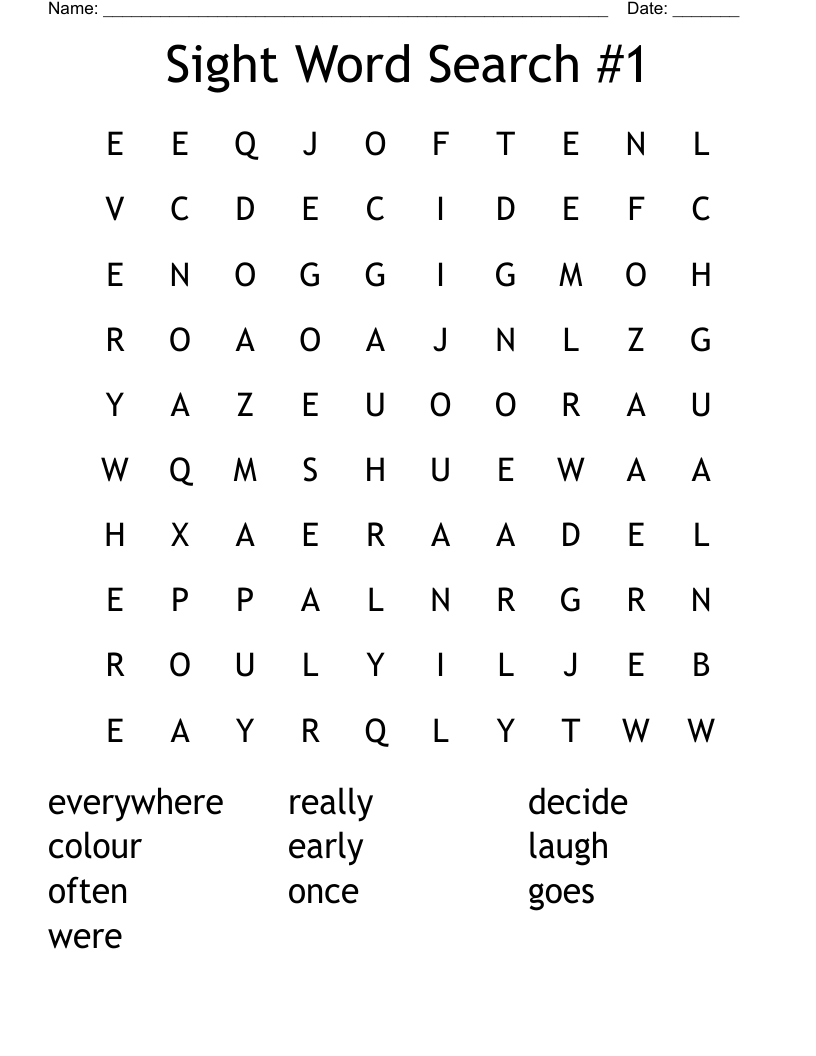 Sight Word Search #1