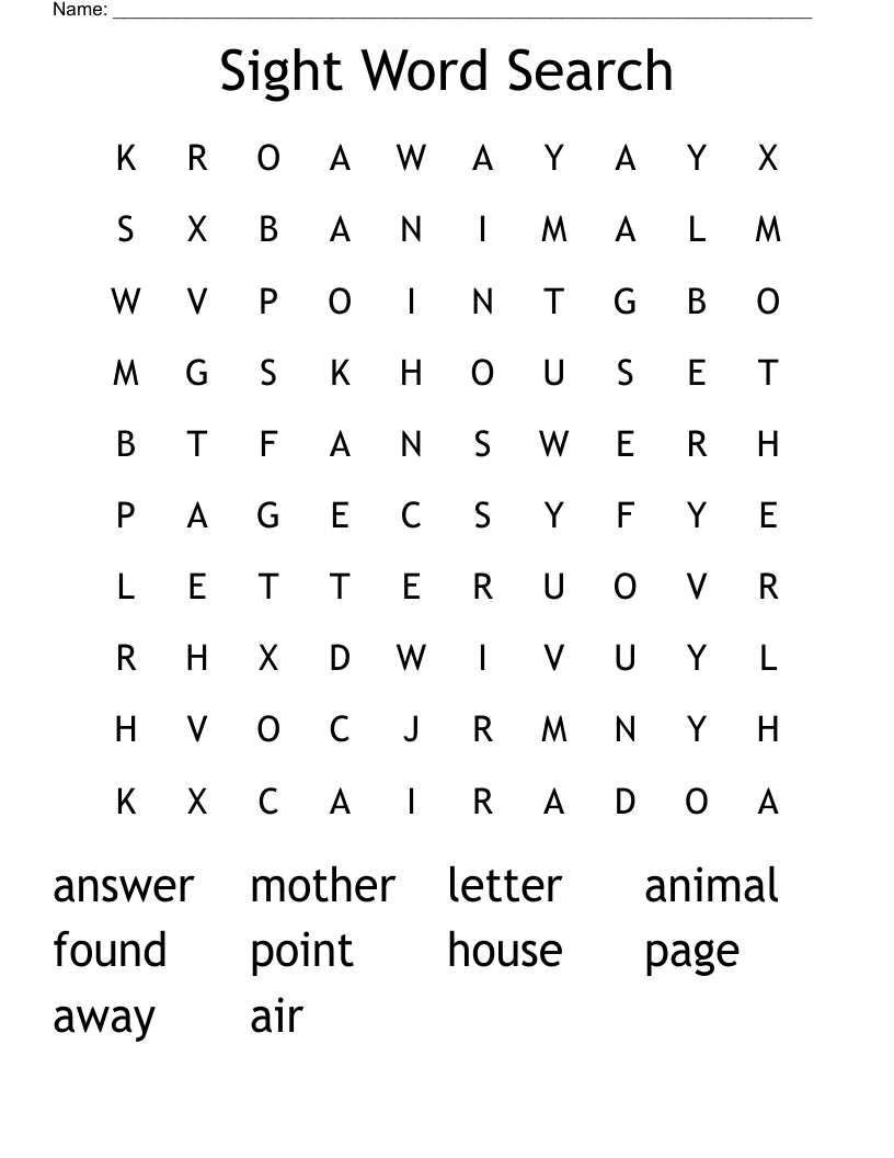 Sight Word Search