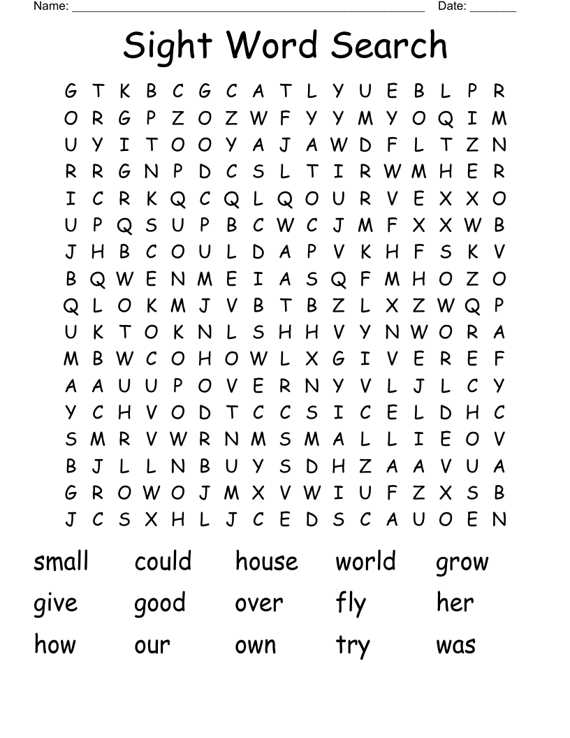 Sight Word Search