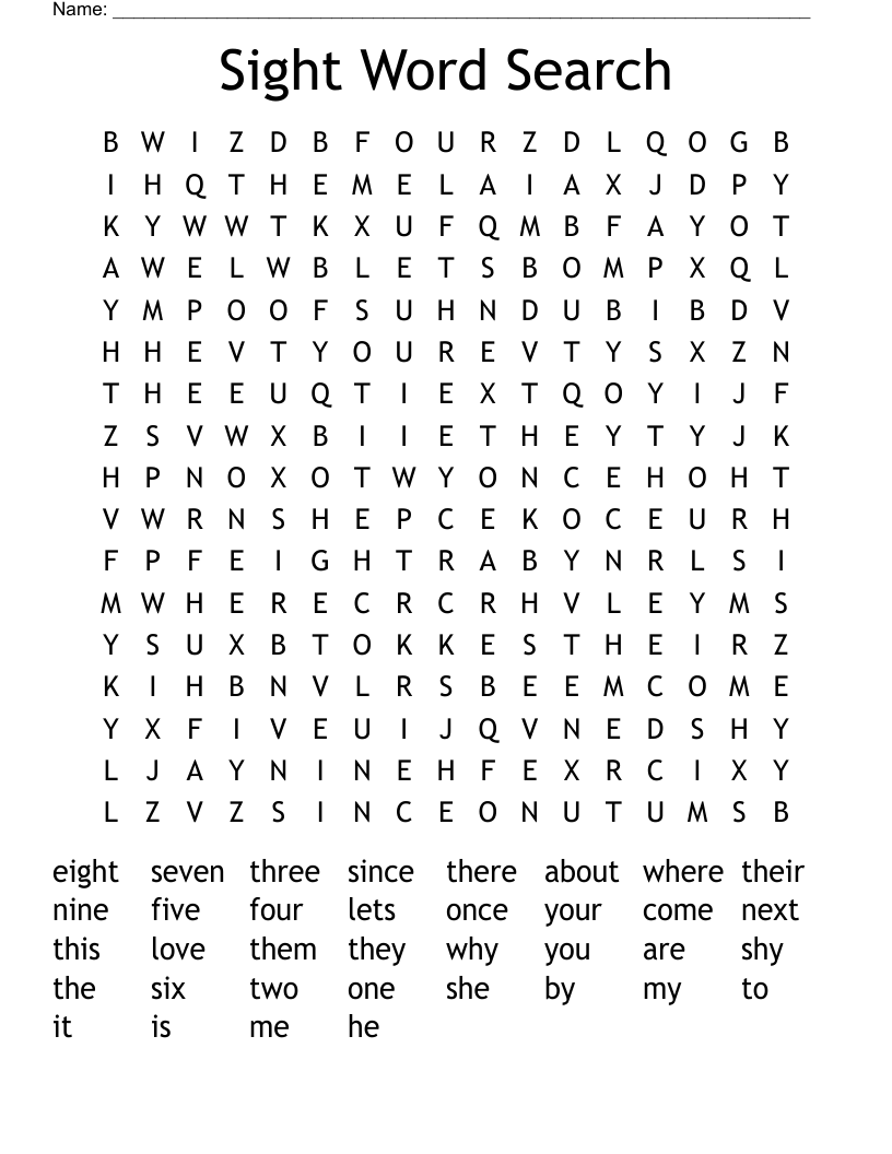 Sight Word Search