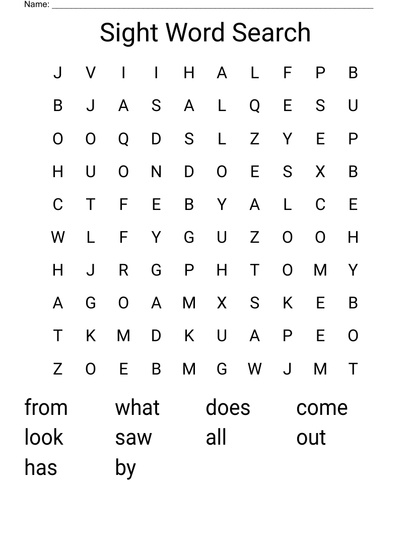 Sight Word Search