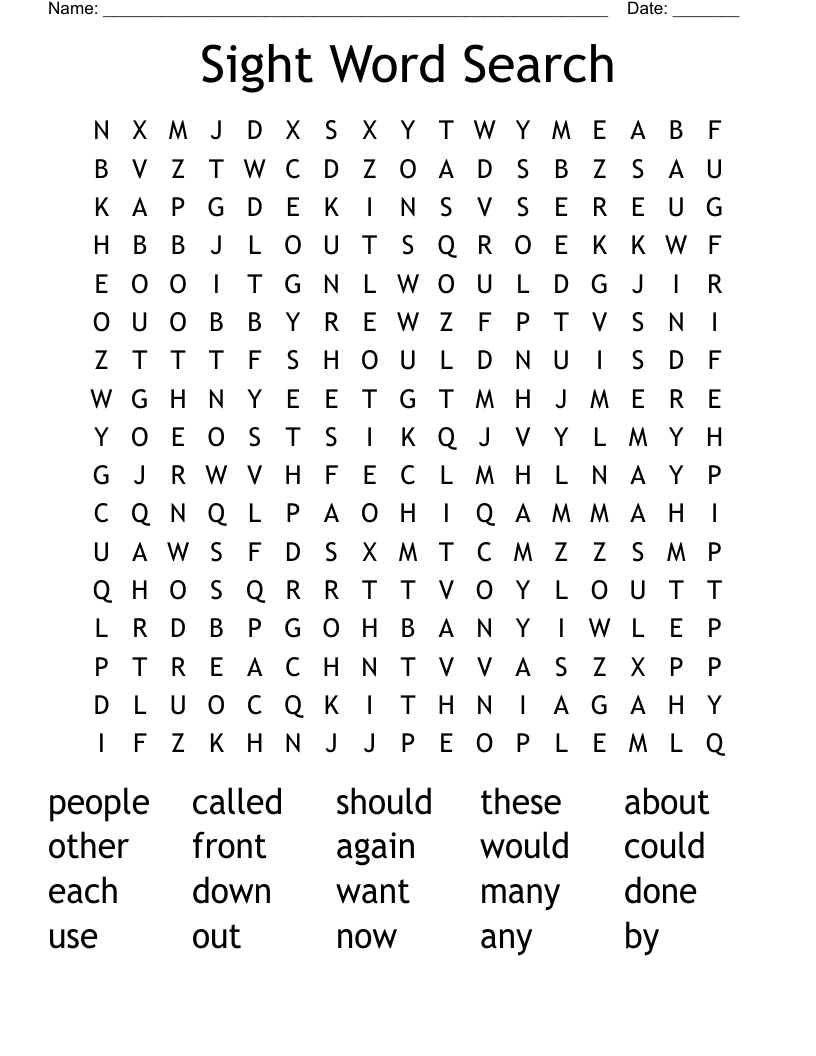 Sight Word Search