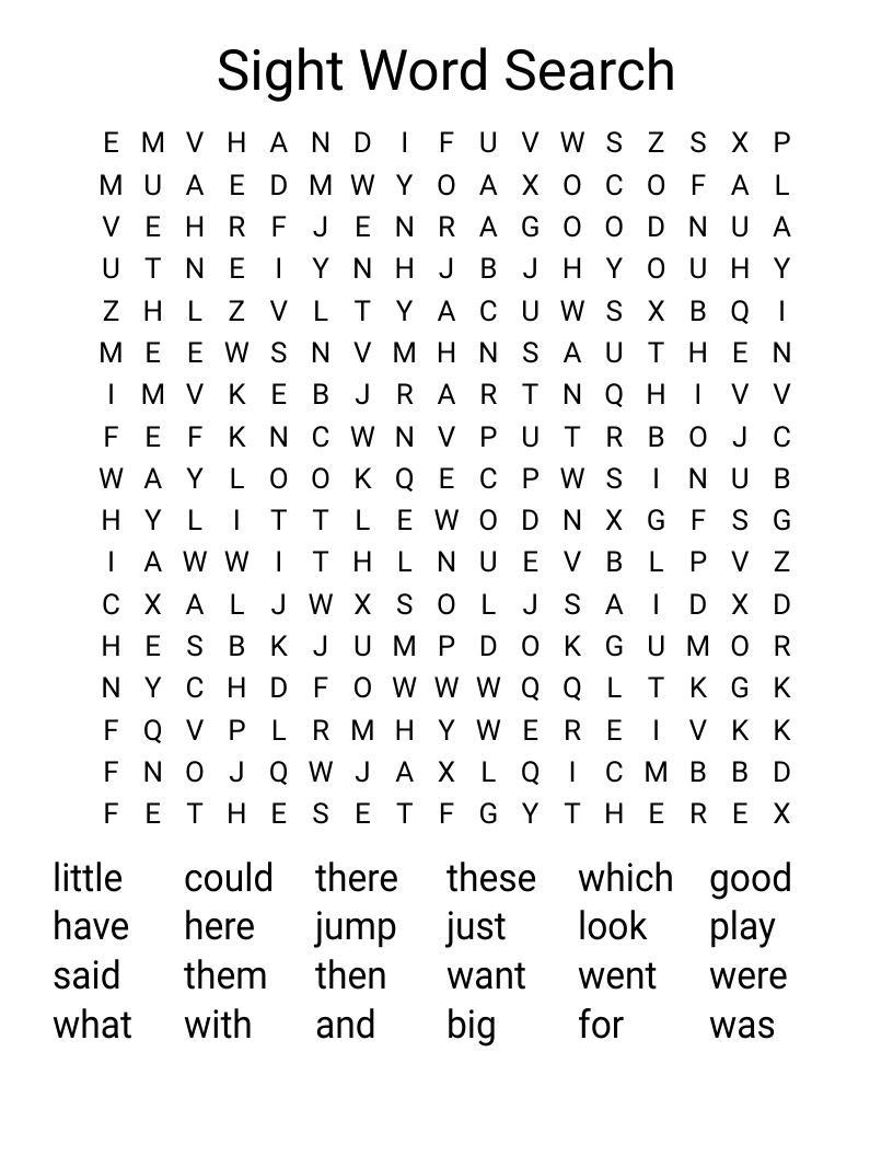 Sight Word Search