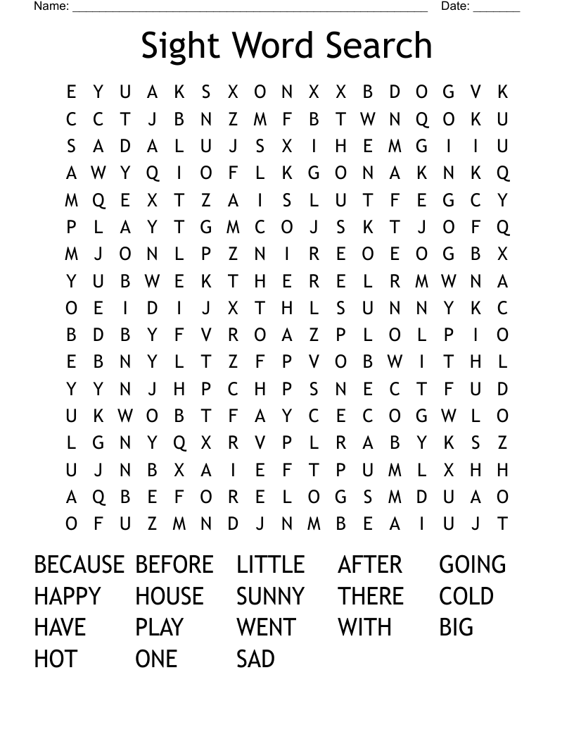 Sight Word Search