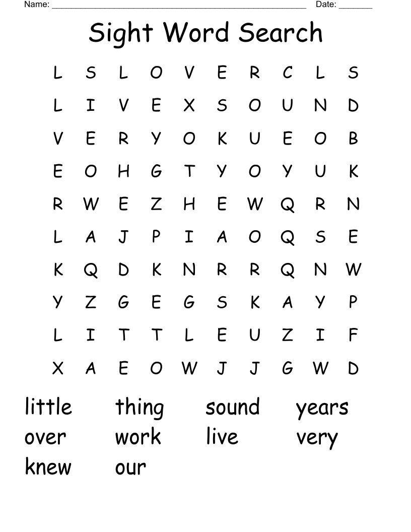 Sight Word Search