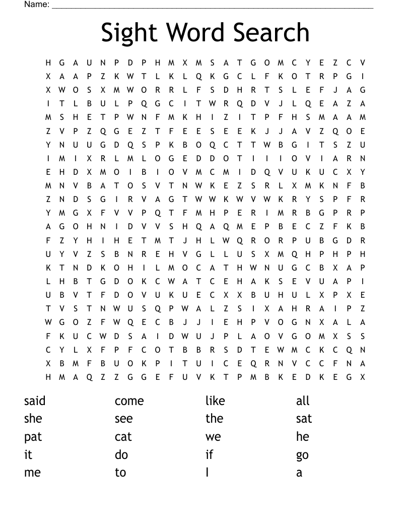 Sight Word Search