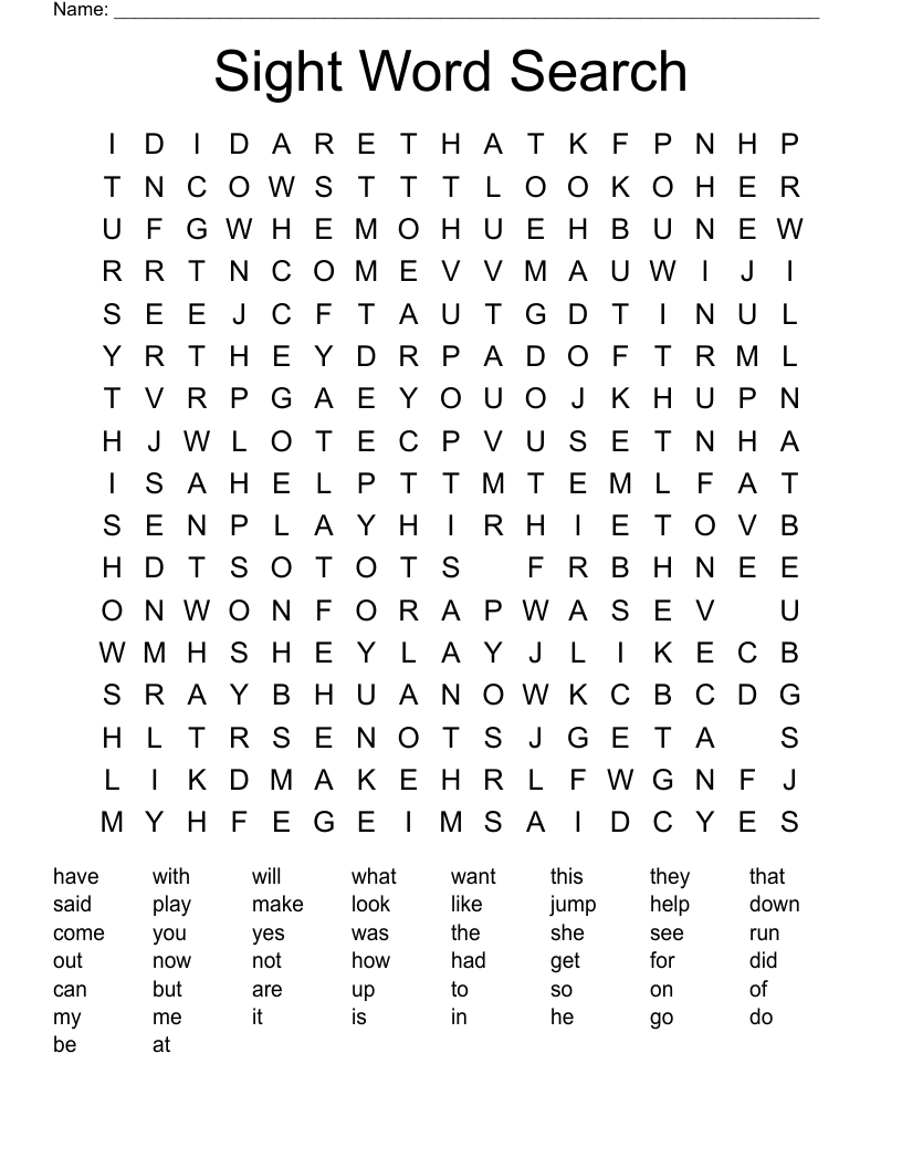 Sight Word Search