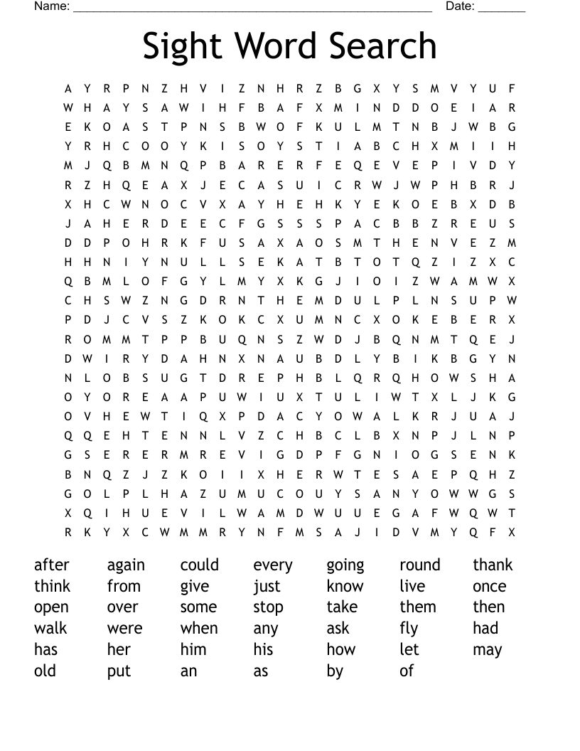 Sight Word Search 