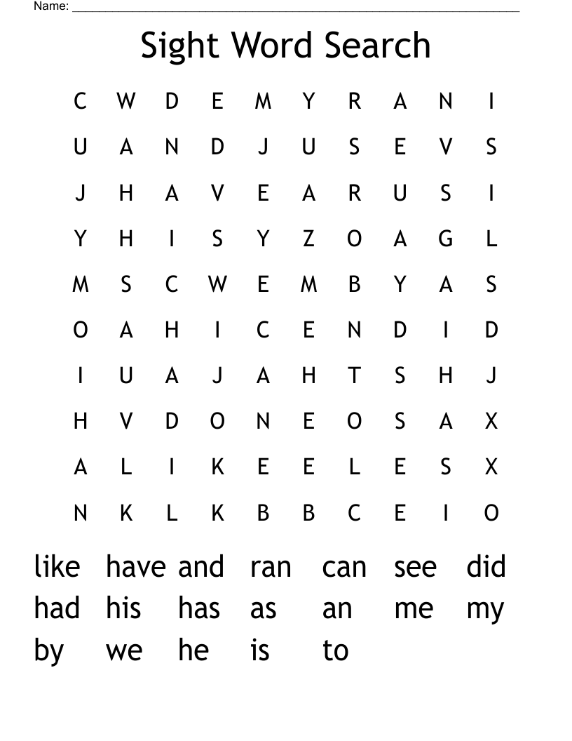 Sight Word Search 