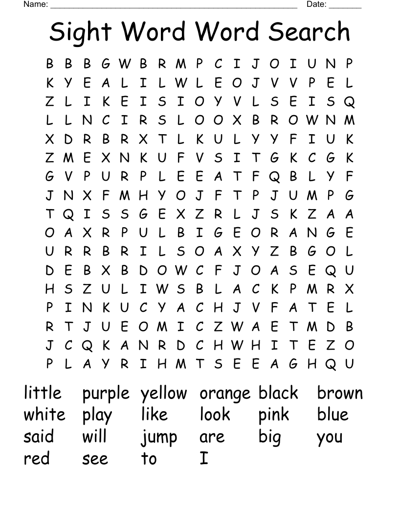 Sight Word Word Search