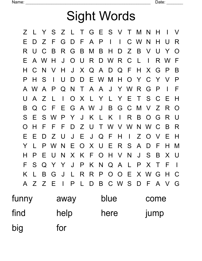Sight Words Word Search