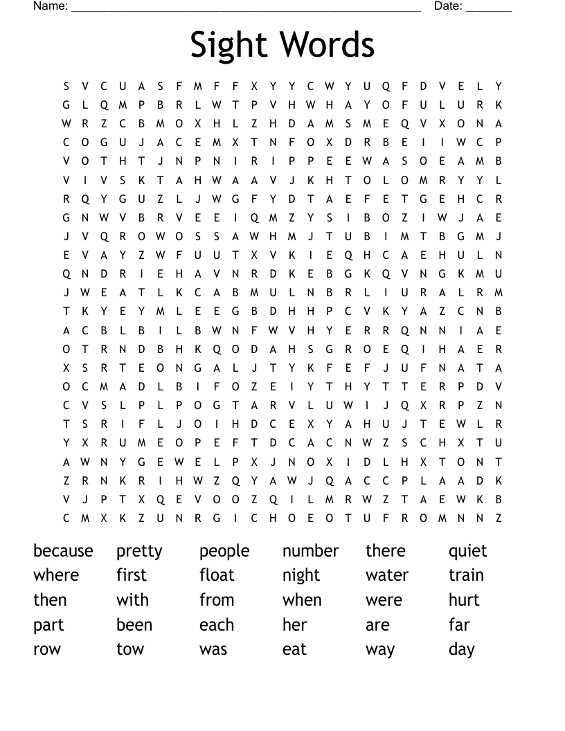 Sight Words Word Search