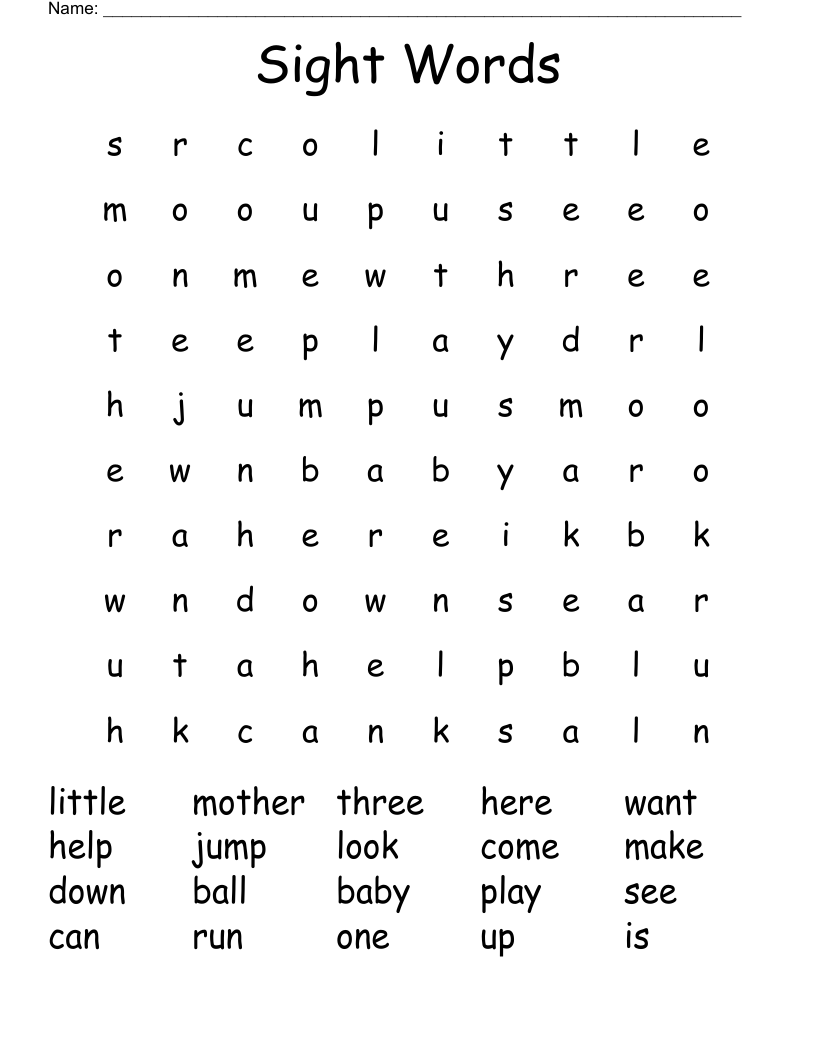 Sight Words Word Search