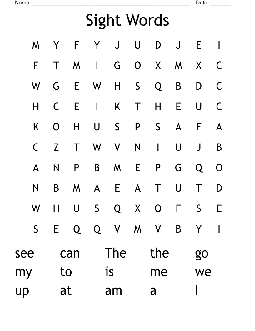 Sight Words Word Search