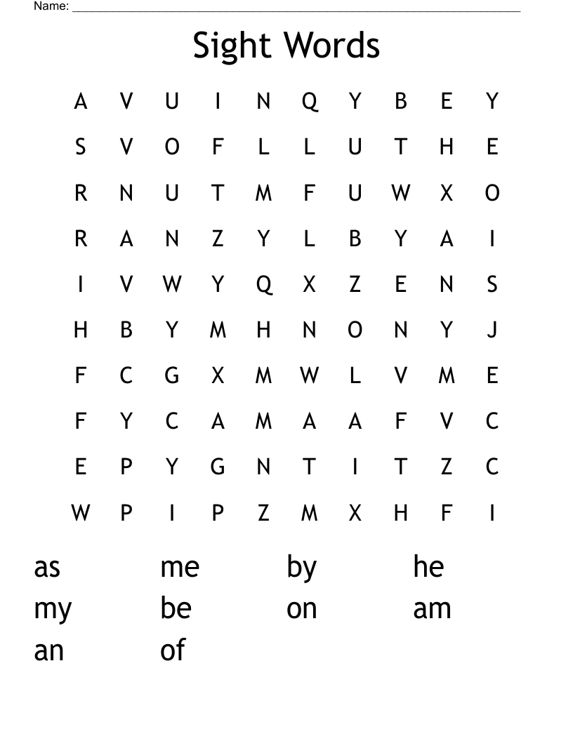 Sight Words Word Search