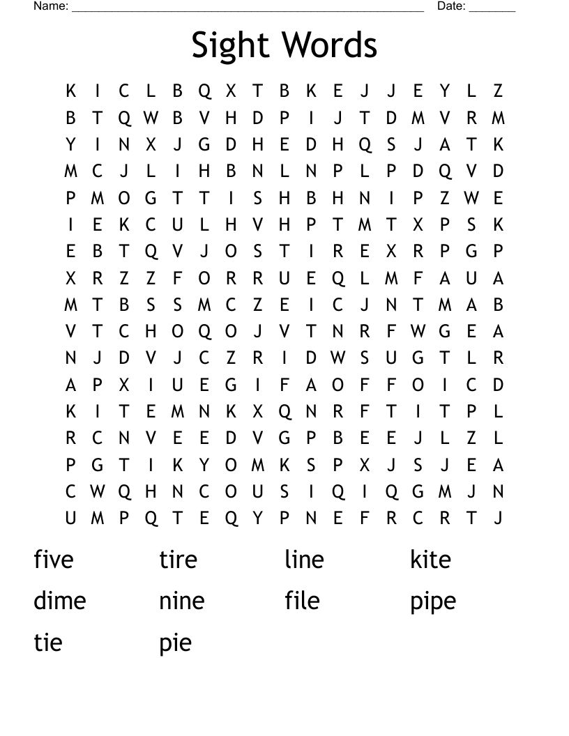 Sight Words Word Search