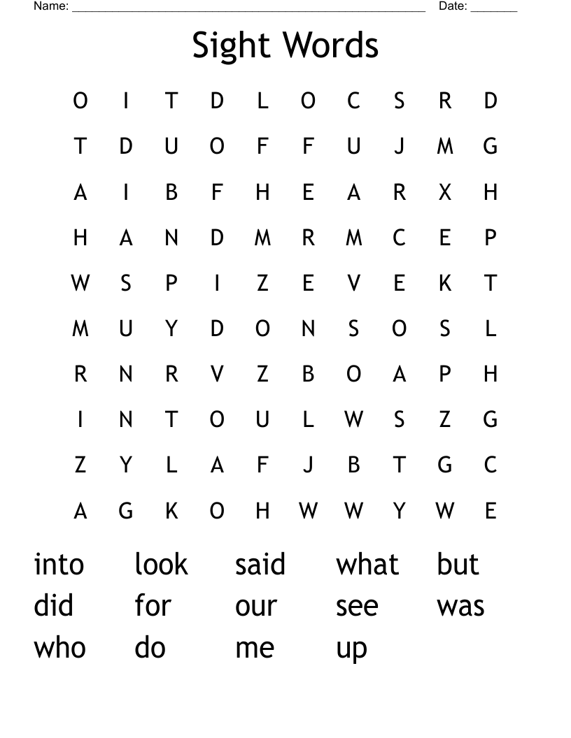 Sight Words Word Search