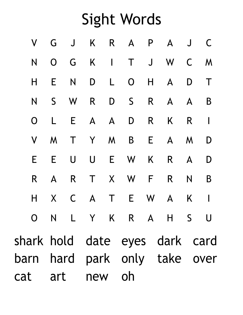 Sight Words  Word Search
