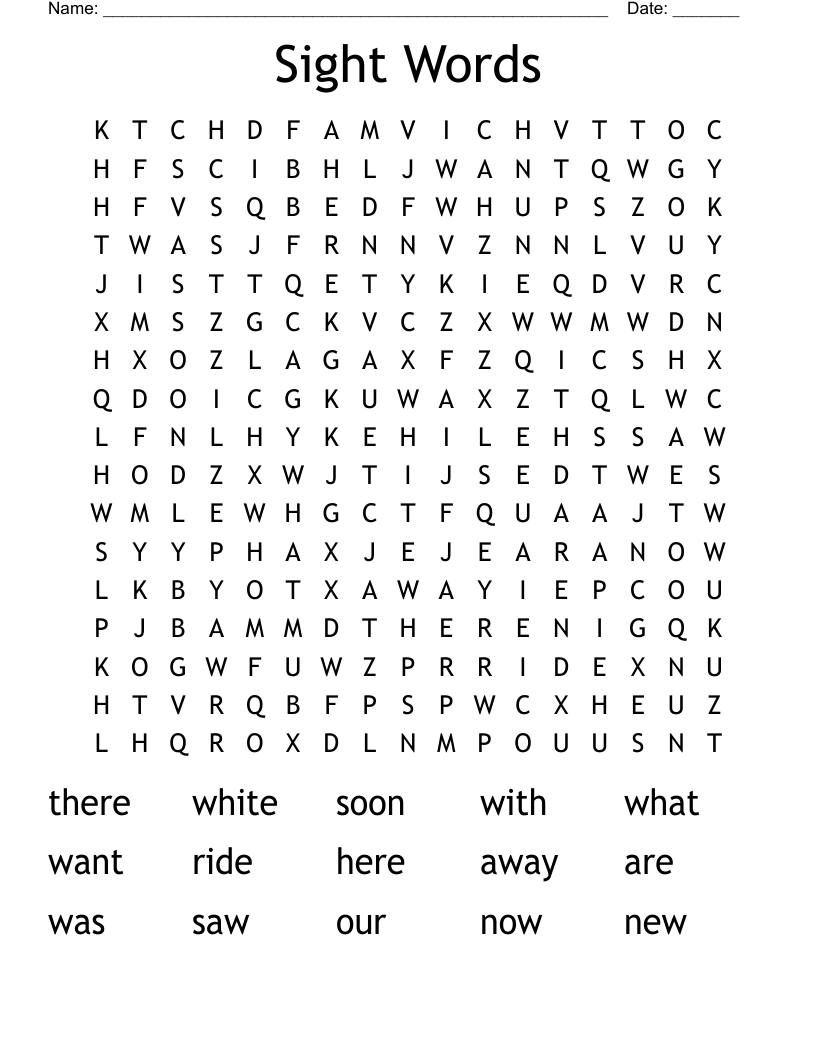 Sight Words  Word Search