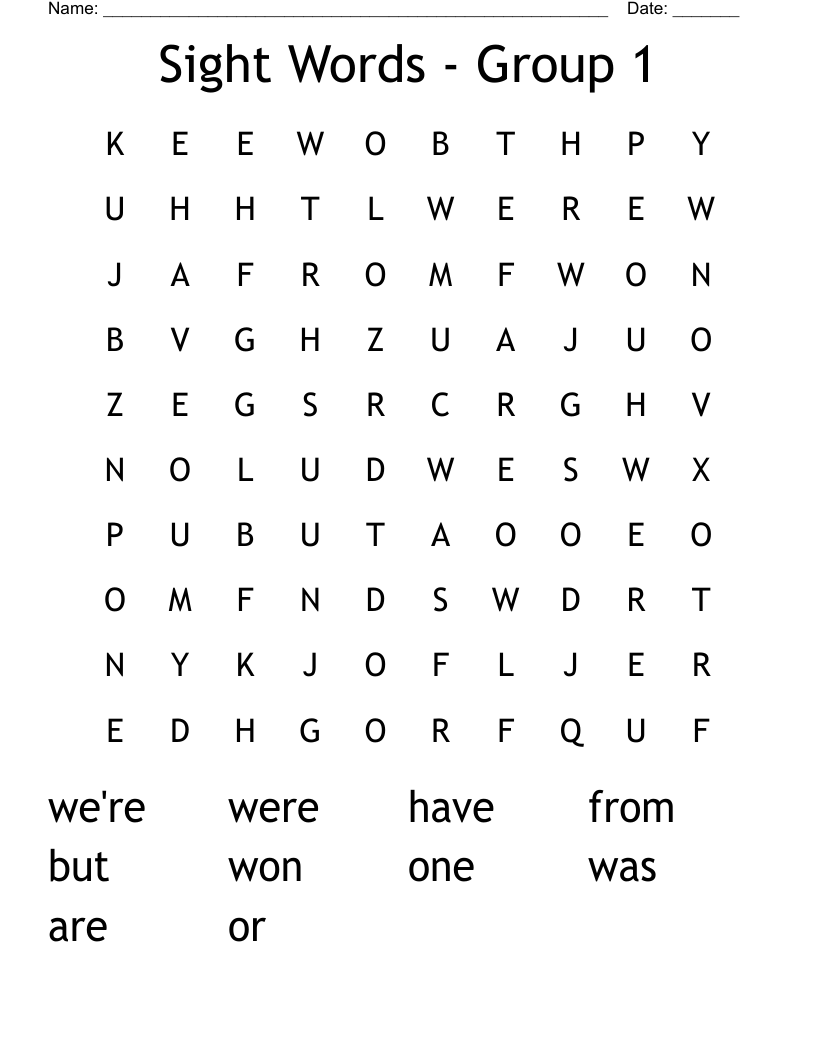 Sight Words - Group 1 Word Search