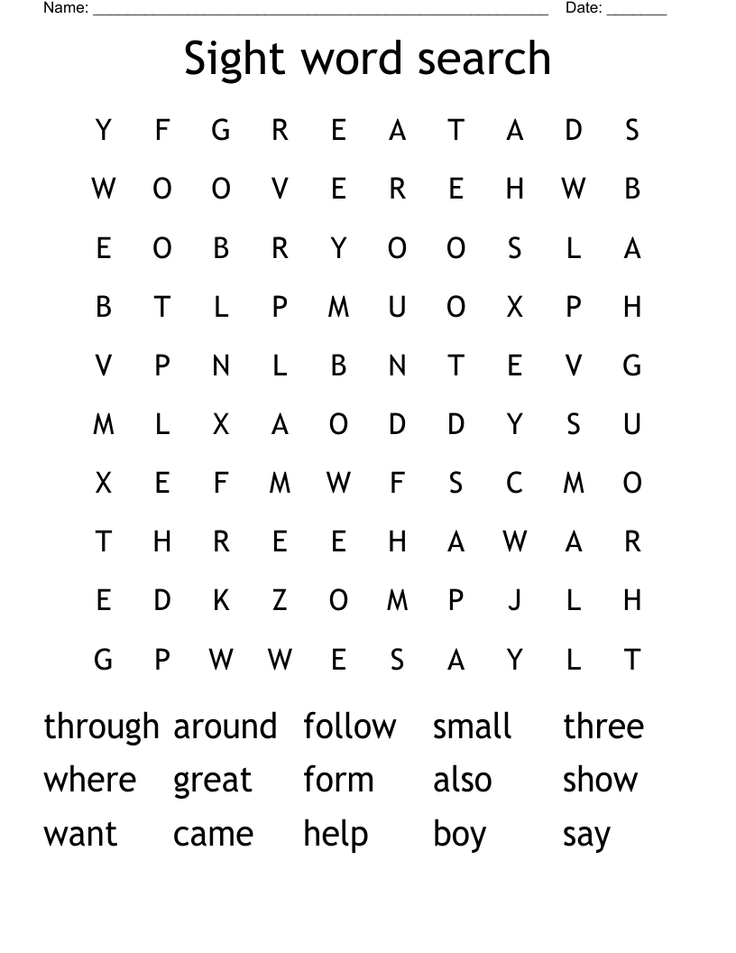Sight word search