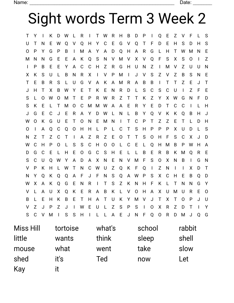 Sight words Term 3 Week 2  Word Search