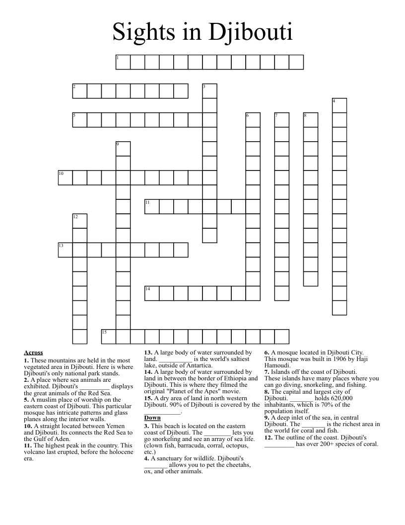 Sights in Djibouti Crossword