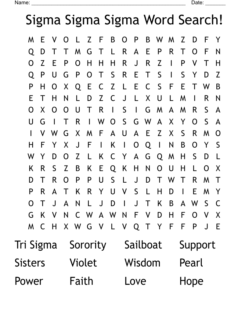 Sigma Sigma Sigma Word Search!