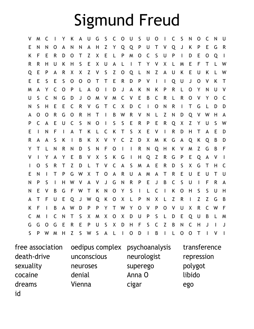 Sigmund Freud Word Search