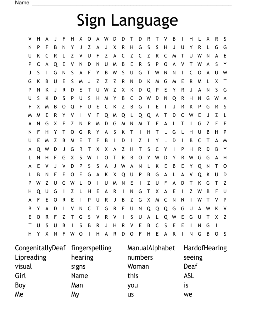 Sign Language Word Search