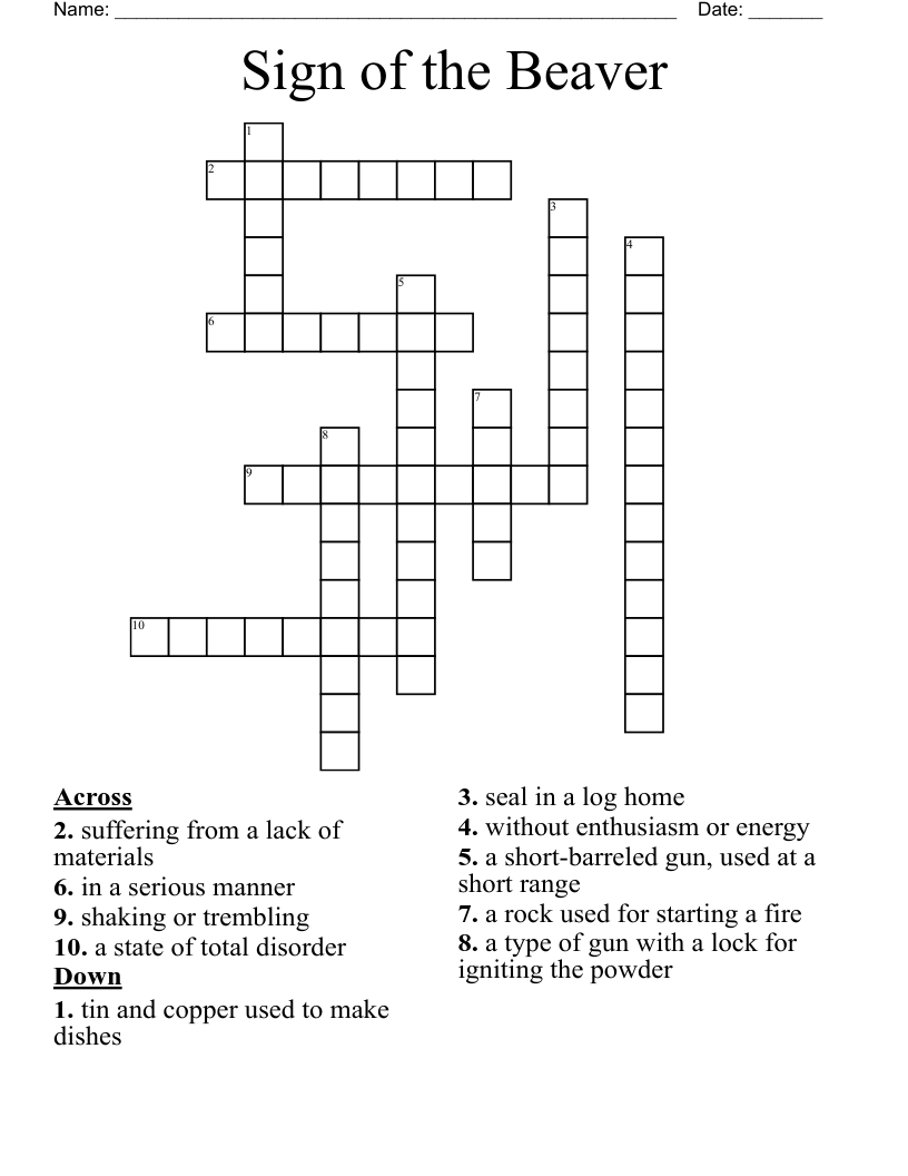 Sign of the Beaver Crossword
