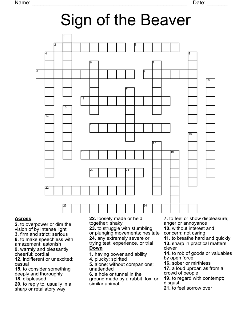 Sign of the Beaver Crossword