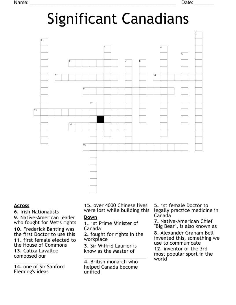 Significant Canadians Crossword