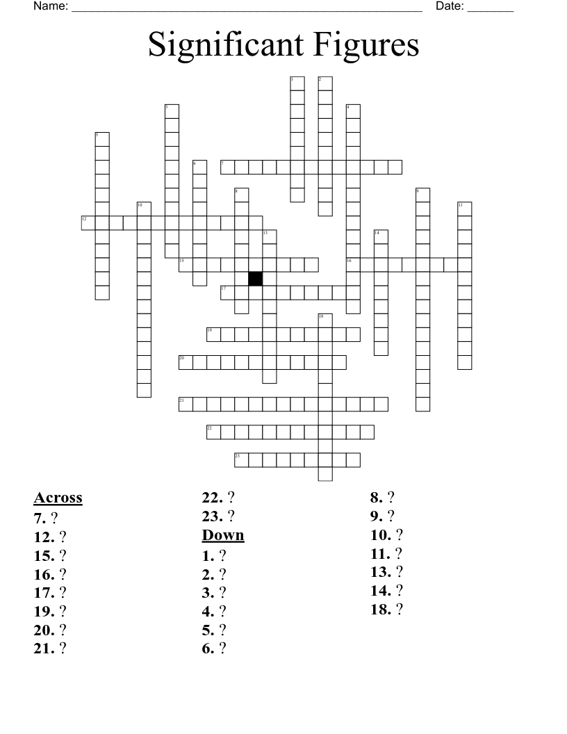 Significant Figures Crossword