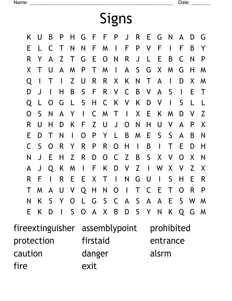 Signs Word Search