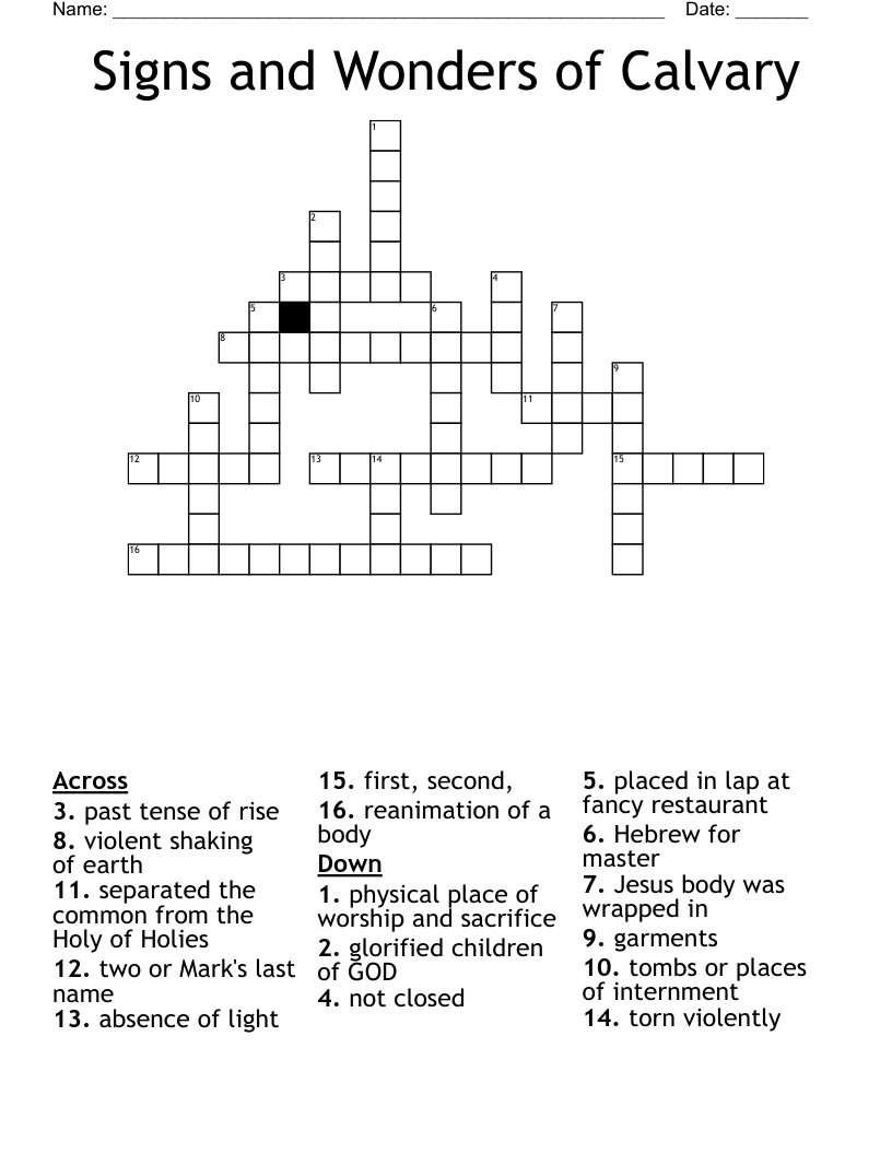 Signs and Wonders of Calvary Crossword