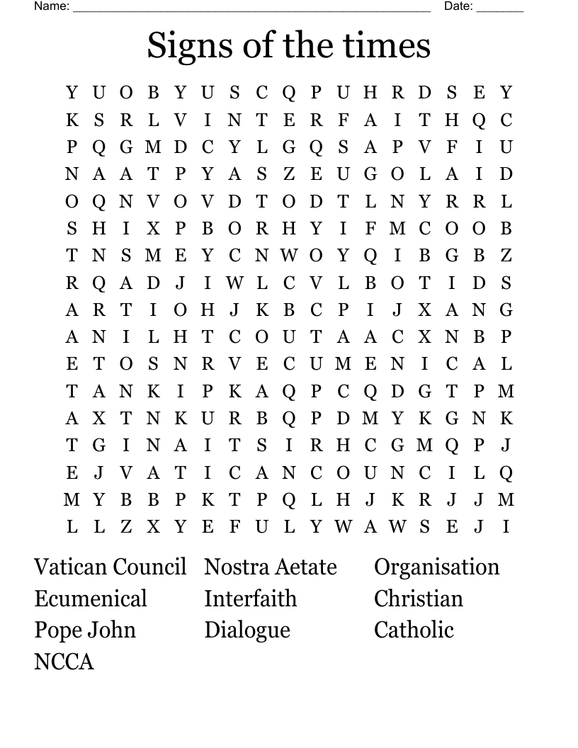 Signs of the times  Word Search