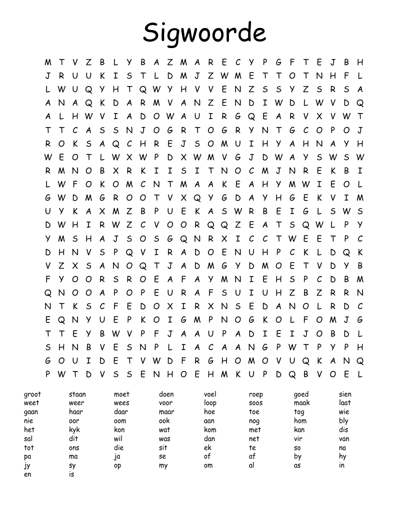 Sigwoorde Word Search