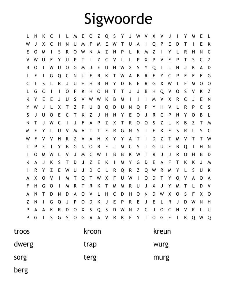 Sigwoorde Word Search