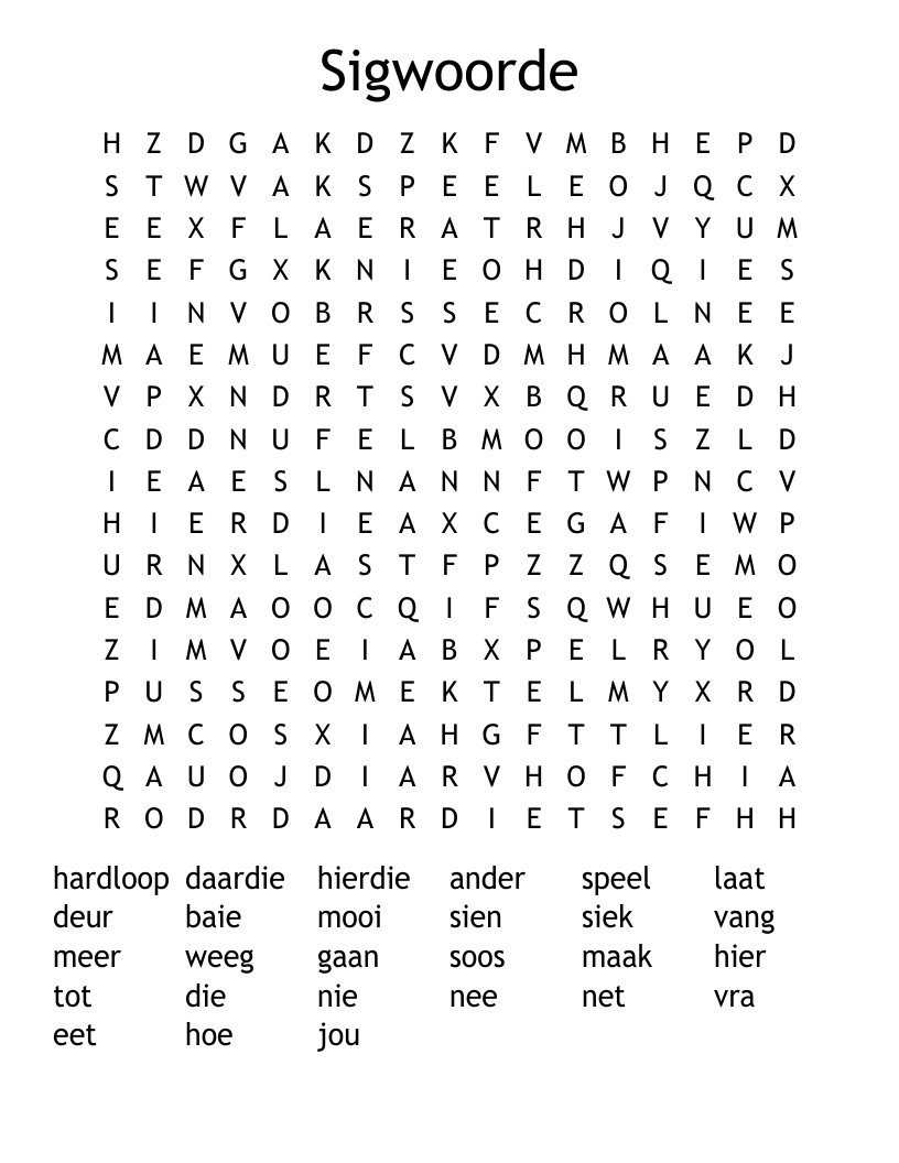 Sigwoorde Word Search