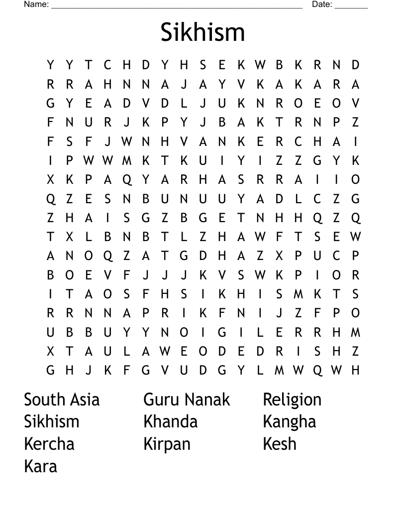 Sikhism Word Search