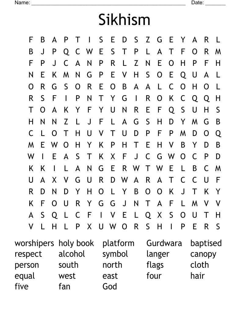 Sikhism Word Search