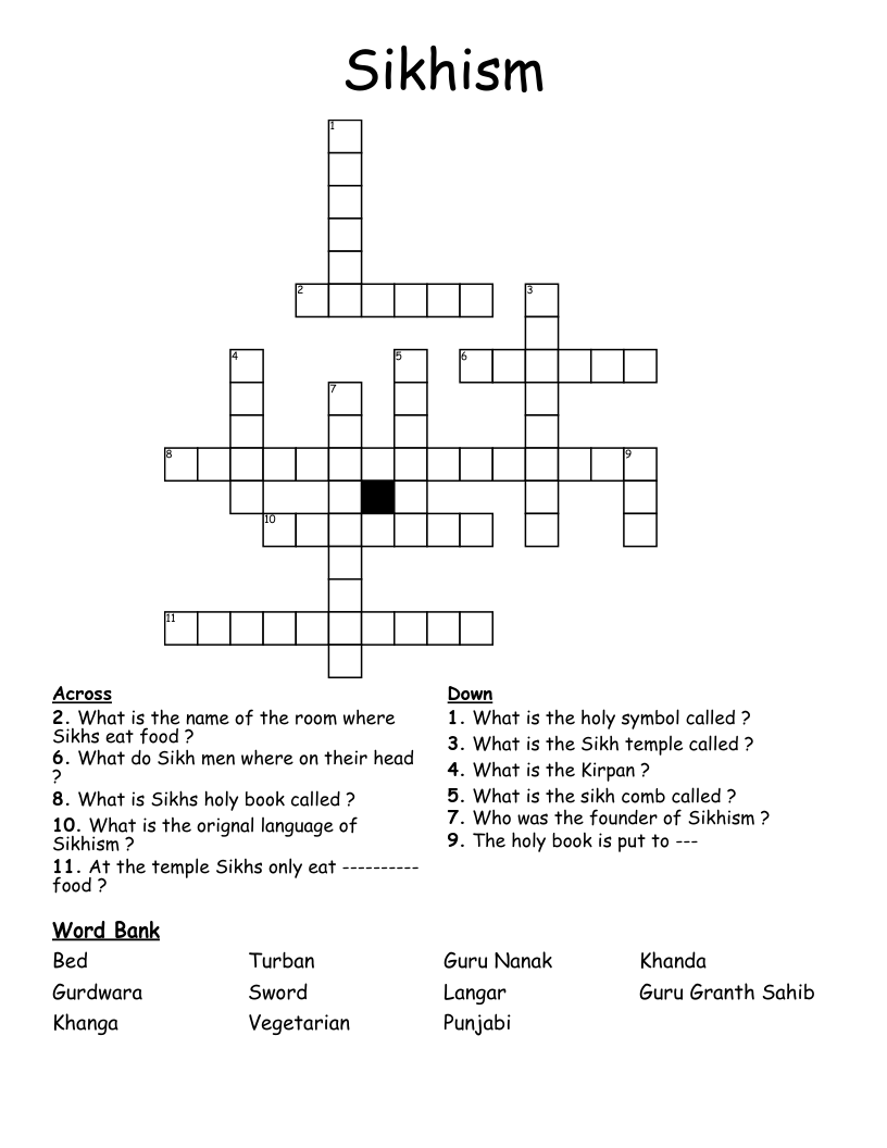 Sikhism Crossword
