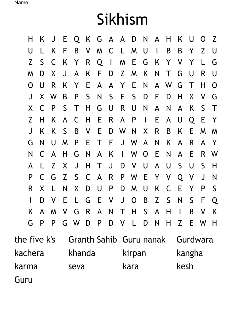 Sikhism  Word Search