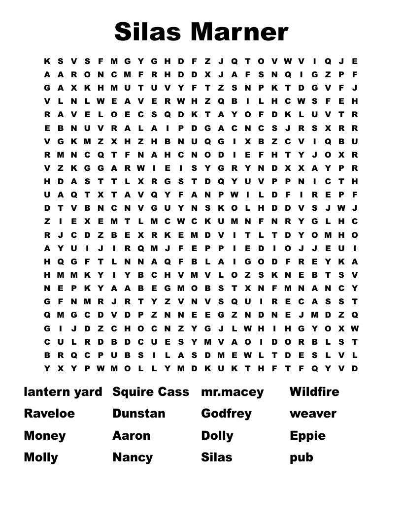 Silas Marner Word Search