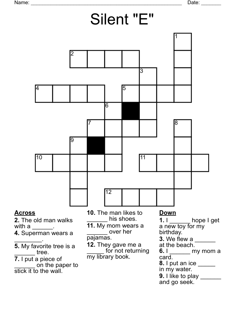 Silent "E" Crossword